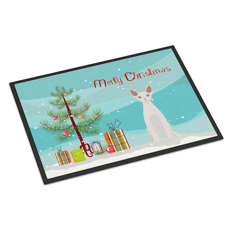 Carolines Treasures 24 x 36 in. Devon Rex No.2 Cat Merry Christmas Indoor or Outdoor Mat CK4763JMAT